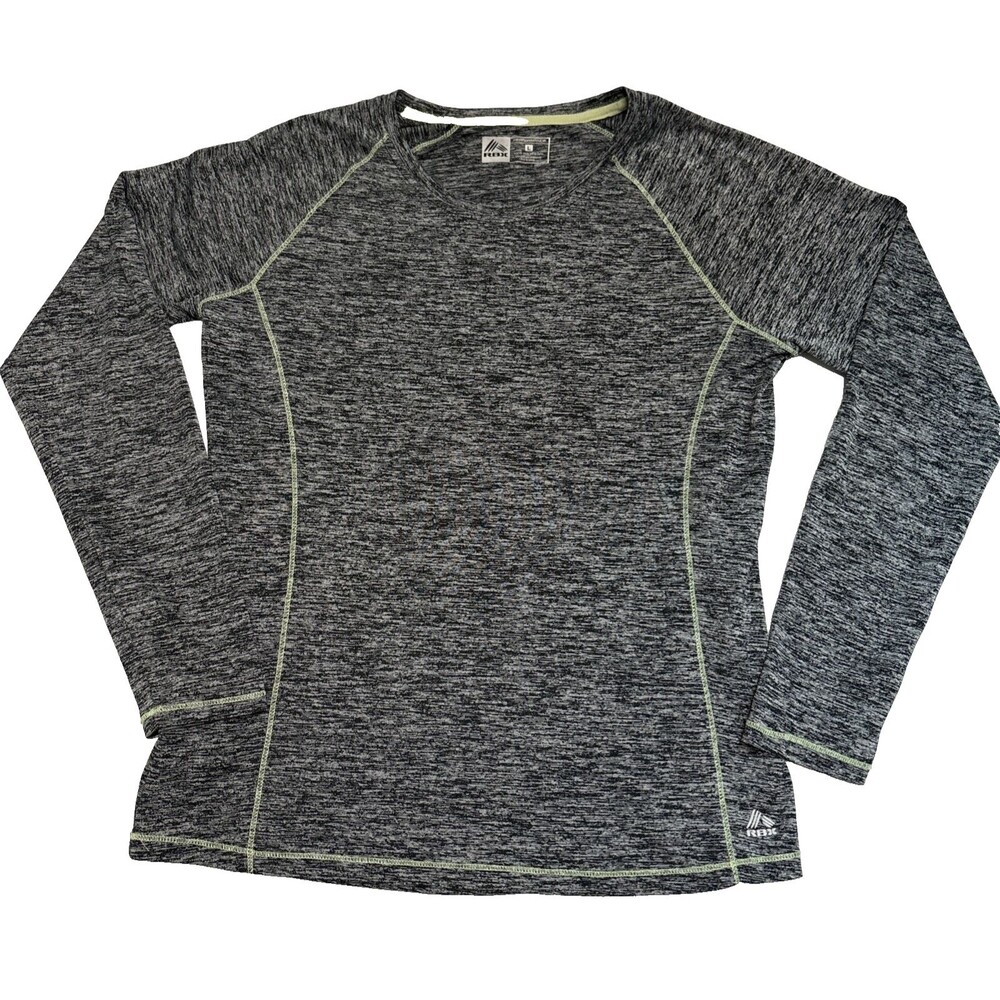 RBX Womens X-Dri Performance Long Sleeve Active Stretch Gray Shirt Size Large